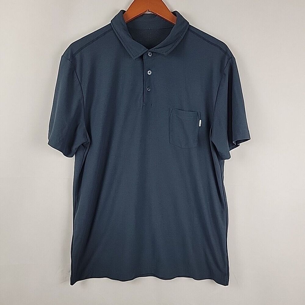Vuori Ace Polo Shirt Mens XL Indigo Chest Pocket Golf Travel Business Casual
